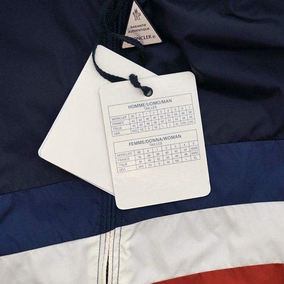 Moncler Windbreaker Rain Jacket Stripes And Stars Print Medium Size 2 New - Picture 5 of 7